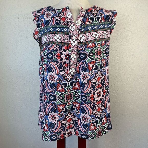 LOFT Half Button Down Top Size M EUC - Picture 1 of 7
